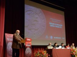 Durante su intervención de recibimiento, Matos Moctezuma recordó la formación del INAH hace 76 años. TWITTER / @INAHmx