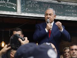 Benjamín Netanyahu realiza un mitin en el mercado principal de Jerusalén. AFP/M. Kahana