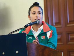 Jessica Salazar habló en representación de los deportistas jaliscienses y pidió que el apoyo a los atletas del Estado no cese. GOBIERNO DE JALISCO