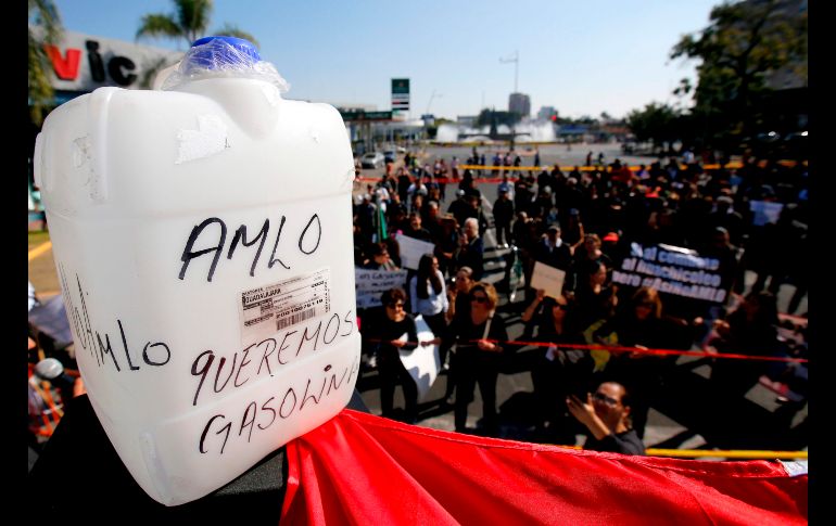 El 13 de enero, afectados por la falta de combustible se manifestaron en la Glorieta Minerva en contra el gobierno de Andrés Manuel López Obrador. AFP