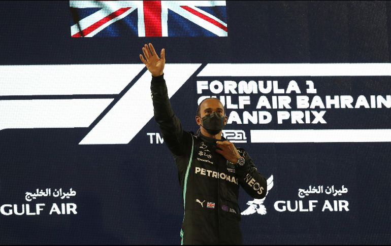 Hamilton celebra su primer triunfo de la temporada 2021. AP / K. Jebreili