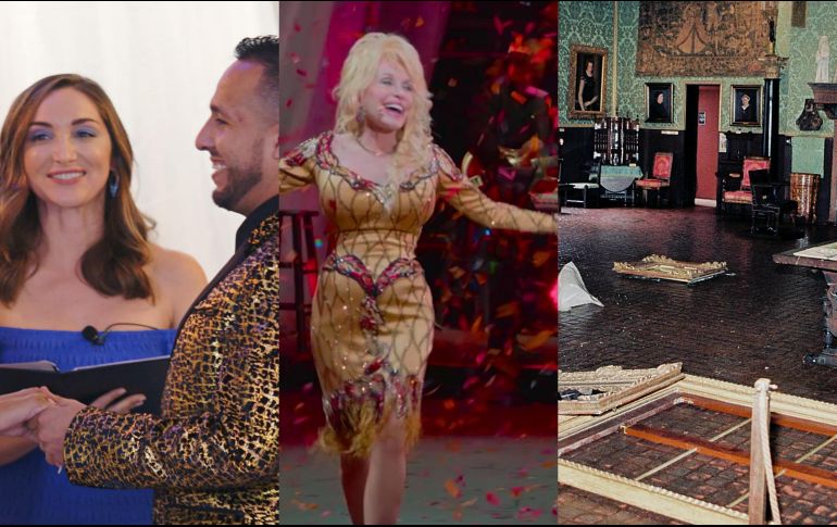 “Cuestión de Boda o muerte”, “Dolly Parton: A MusiCares Tribute” y “Esto es un atraco: El mayor robo de arte del mundo”. CORTESÍA / Netflix