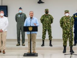 El presidente colombiano, Iván Duque, expresó que las fuerzas armadas actuarán en la zona en disputa por los grupos rebeldes. EFE/Presidencia de Colombia