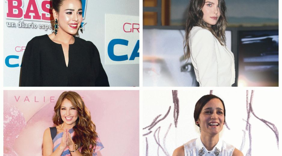 Actrices y cantantes. Danna Paola (izquierda, arriba), Belinda (derecha, arriba), Thalía (izquierda abajo) y Julieta Venegas (derecha, abajo) publicaron en sus redes sociales mensajes de apoyo al 8M. EFE