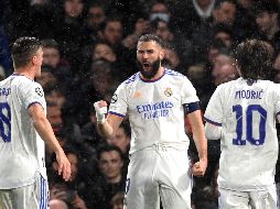 Benzema puso al Real Madrid con pie y medio en Semifinales de la Champions League. EFE/NEIL HALL