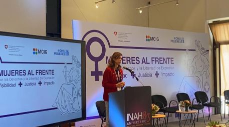 Belén Sáenz representante de ONU Mujeres en México, participó en el encuentro Mujeres al frente por los derechos y la libertad de expresión.