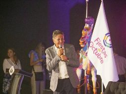 Juan José Frangie, presidente municipal de Zapopan, durante la presentación de las Fiestas de Octubre 2022. EL INFORMADOR/ G. Gallo