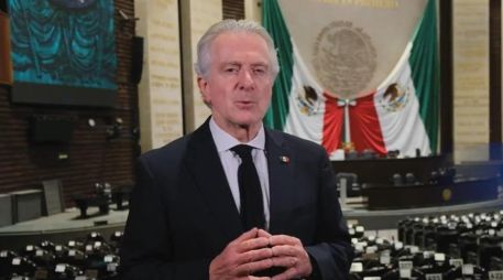 Santiago Cree, presidente de la Cámara de Diputados, grabó el video desde el salón de sesiones del recinto Legislativo de San Lázaro. ESPECIAL