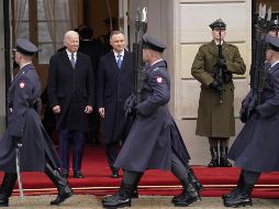 Biden y Duda se reunieron en el palacio presidencial de Varsovia acompañados de miembros de sus respectivos Gobiernos. AP/E. Vucci