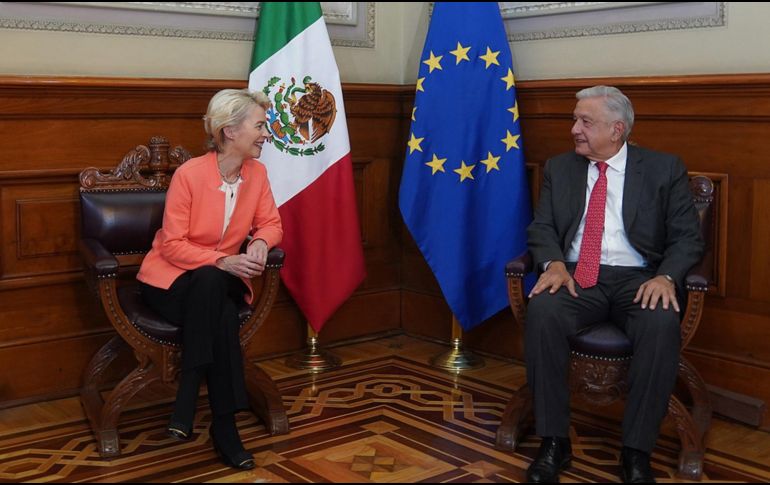 Ursula von der Leyen, reconoció la importancia de México en el concierto de las naciones. EFE / Presidencia de México