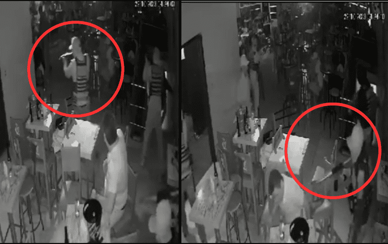 Hombres con chaleco antibalas y armas de gran calibre entraron a un antro de SLP para asaltar a los clientes. Captura de pantalla del video.