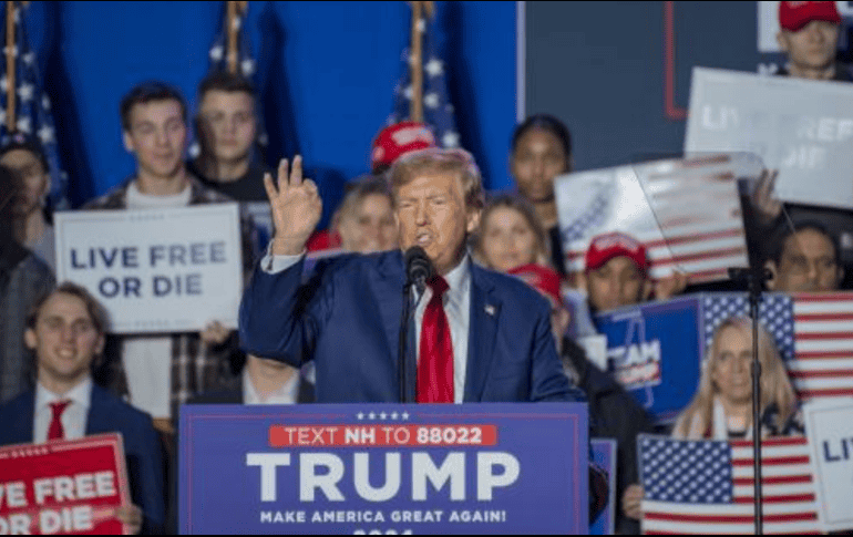 Trump  usó nuevamente el tema migratorio para ganar adeptos en un mitin en New Hampshire. EFE