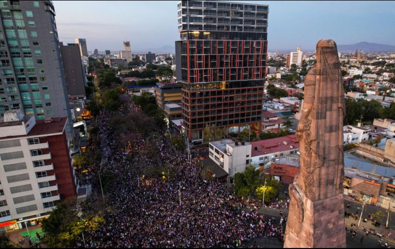 Panorama de la manifestación del 8 de marzo en Guadalajara, en 2023. EL INFORMADOR/Archivo