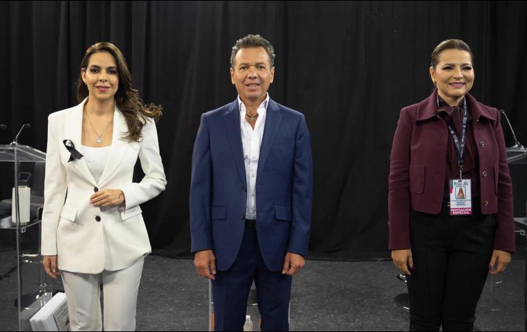 Laura Haro (Fuerza y Corazón por Jalisco), Pablo Lemus (Movimiento Ciudadano) y Claudia Delgadillo (Sigamos Haciendo Historia en Jalisco), candidatos al gobierno de Jalisco. X/iepcjalisco
