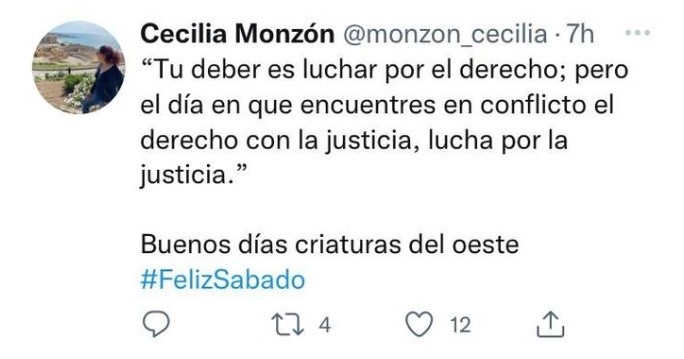 Ultimo Twit de Cecilia Monzón
